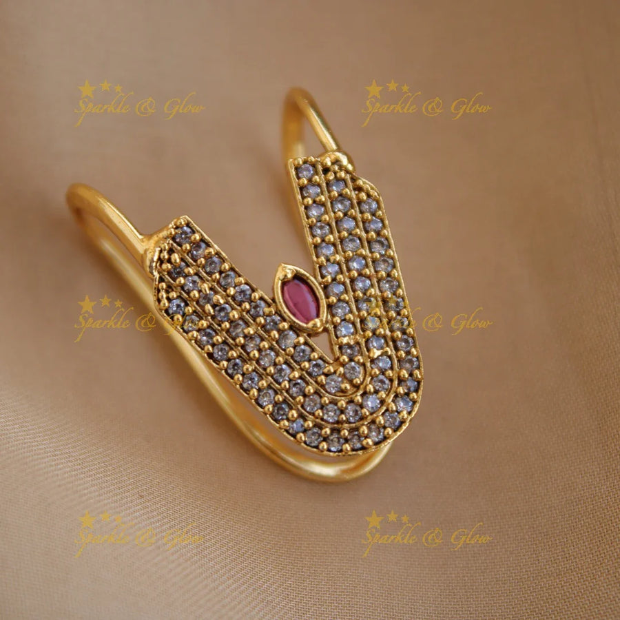 Exclusive Vanki finger ring with ruby and AD stones - Sparkle and Glow