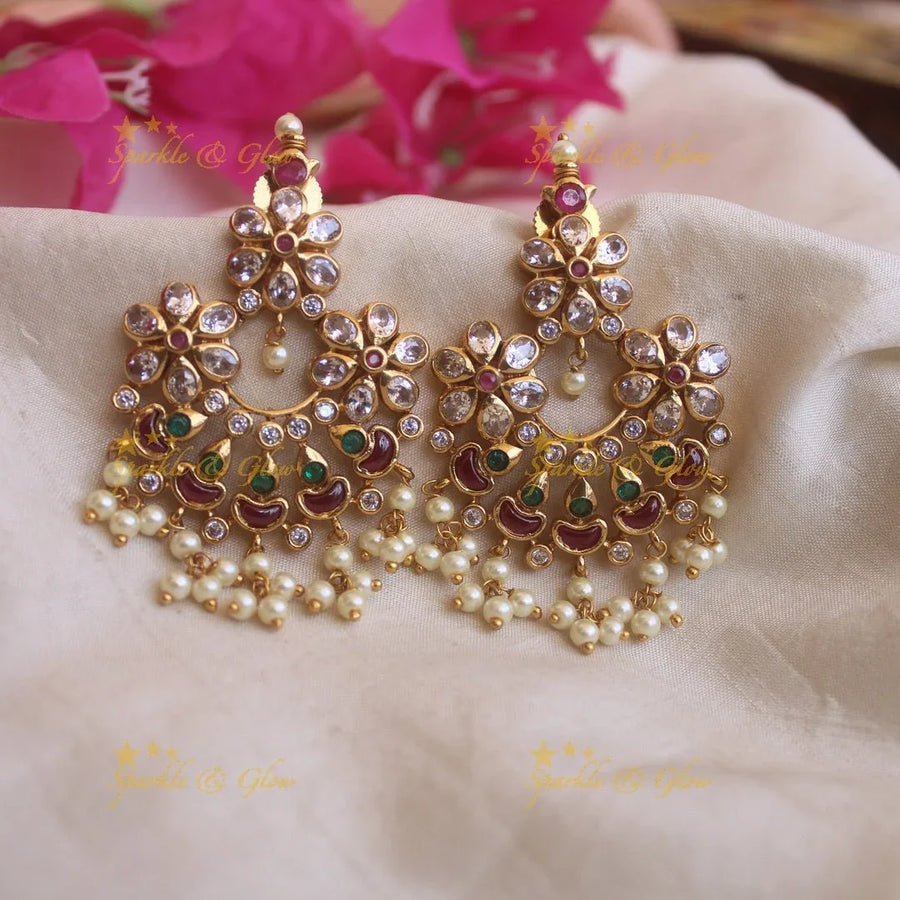 Exclusive Gutta Pusalu Earrings with Pearls Beads - Sparkle and Glow