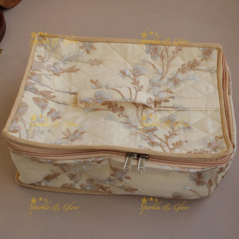 Elegant multiple section jewellry organizer with embroidery design - Sparkle and Glow