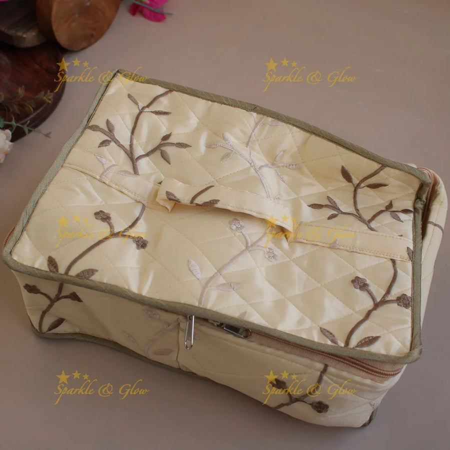 Elegant multiple section jewellry organizer with embroidery design - Sparkle and Glow