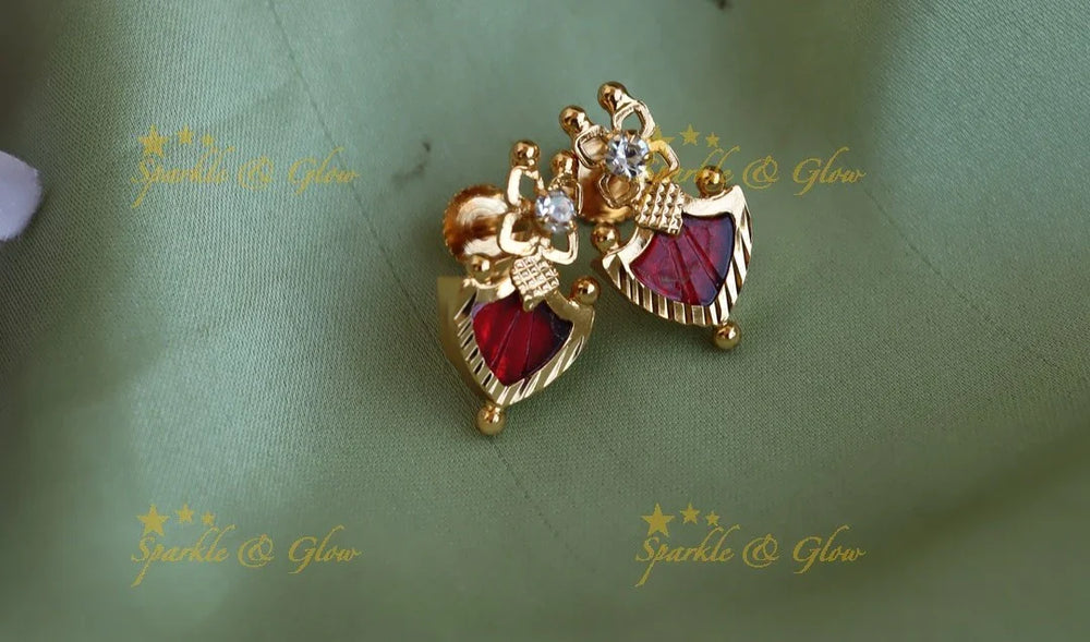 Elegant Kerala style Palaka earrings-Blue - Sparkle and Glow
