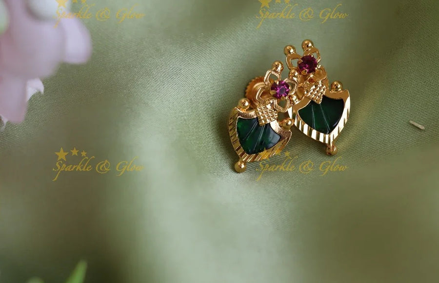 Elegant Kerala style Palaka earrings-Blue - Sparkle and Glow