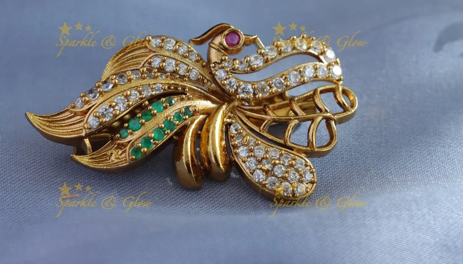 Sparkling Peacock Leaf design Sareepin - Sparkle and Glow