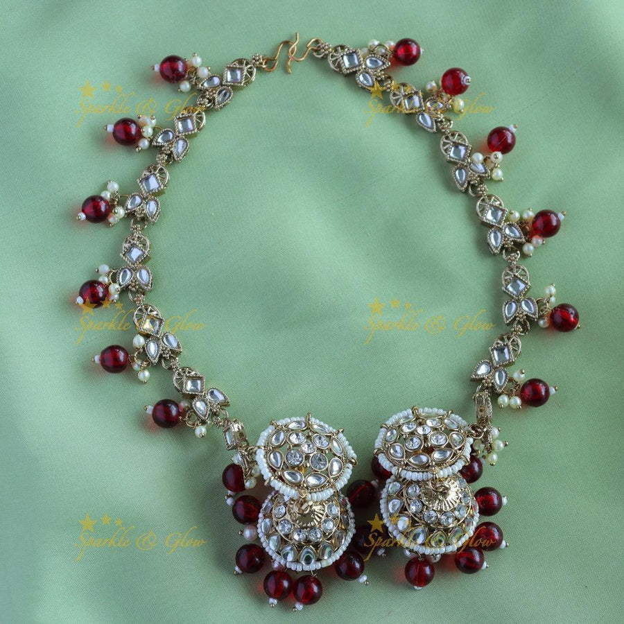 Elegant Pearl cluster Floral Jhumuka with Mattal-Lavender - Sparkle and Glow