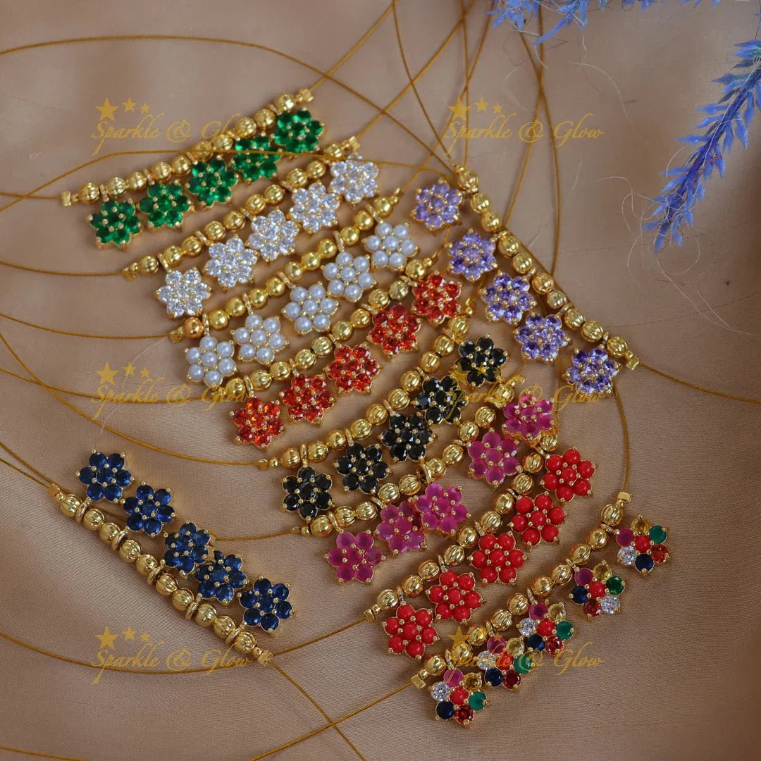 Stunning Floral Double Pendant Invisible Necklace - Sparkle and Glow