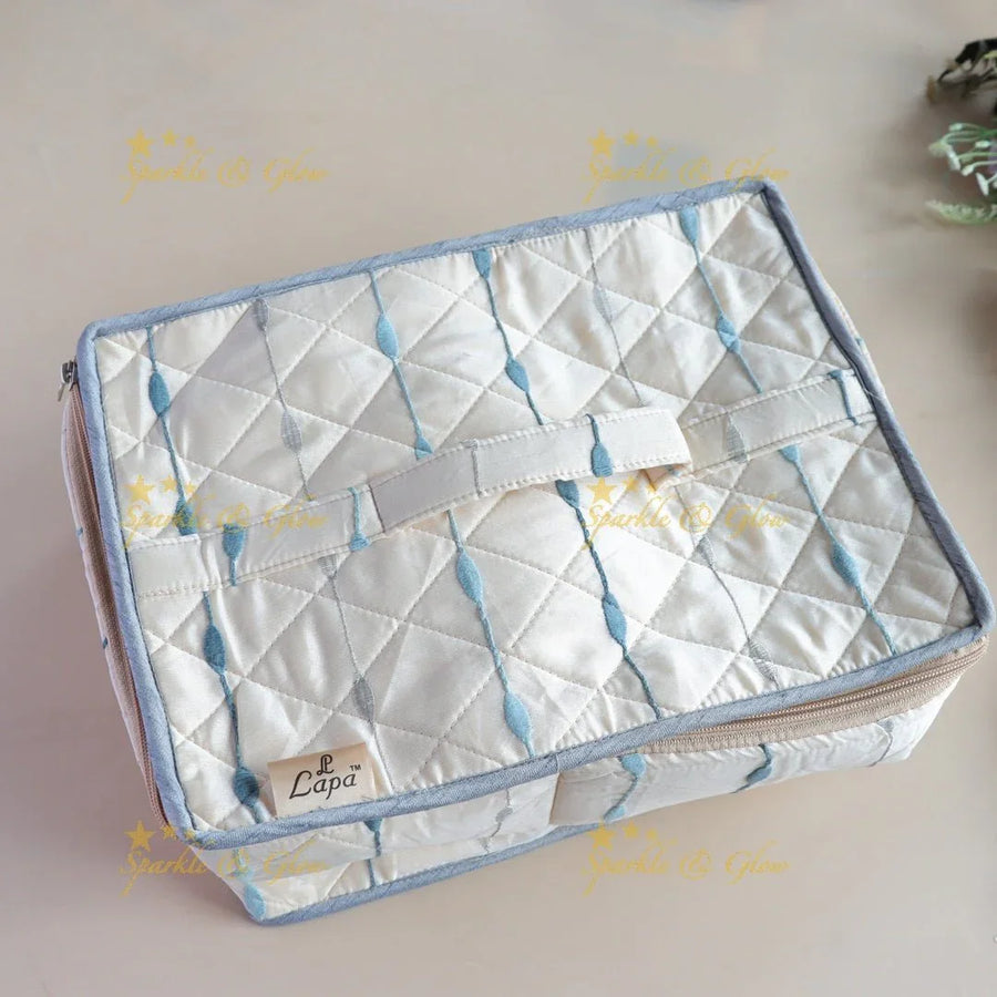Gracious Multiple section embroidery design Jewellery Organiser-White - Sparkle and Glow