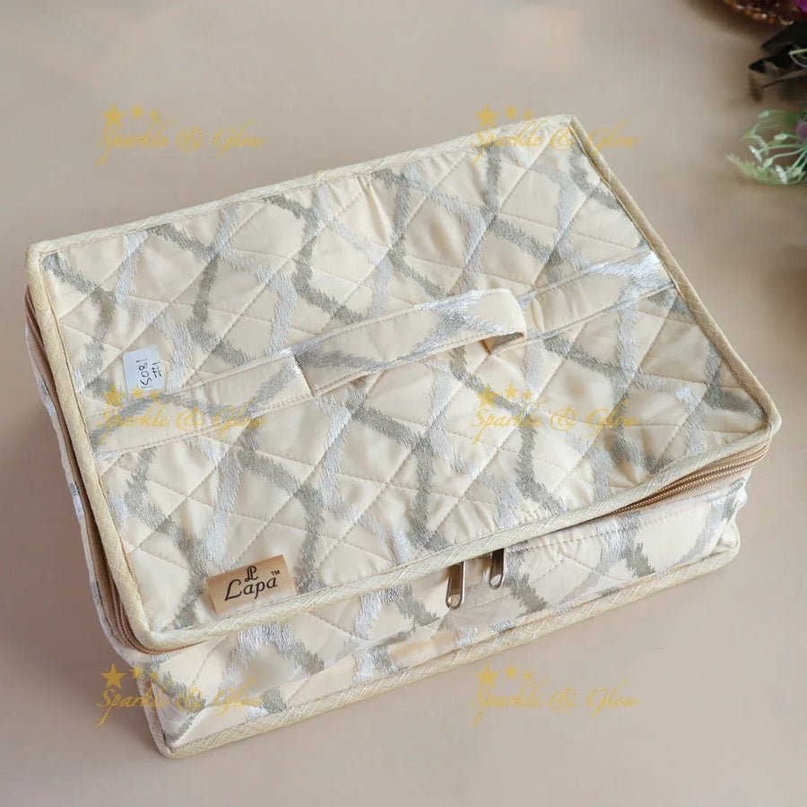 Spacious crisscross line design multiple section jewellery organiser-White - Sparkle and Glow