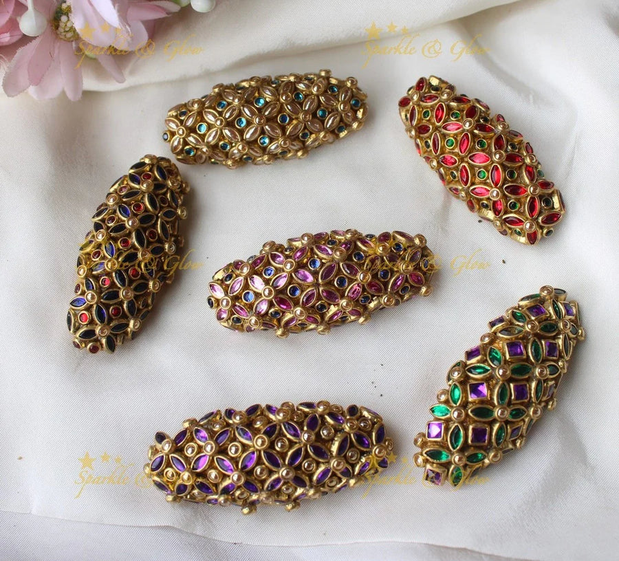 Beautiful Flower design Silkthread Sareepin- Set of 6- Assorted colours for return gifts - Sparkle and Glow
