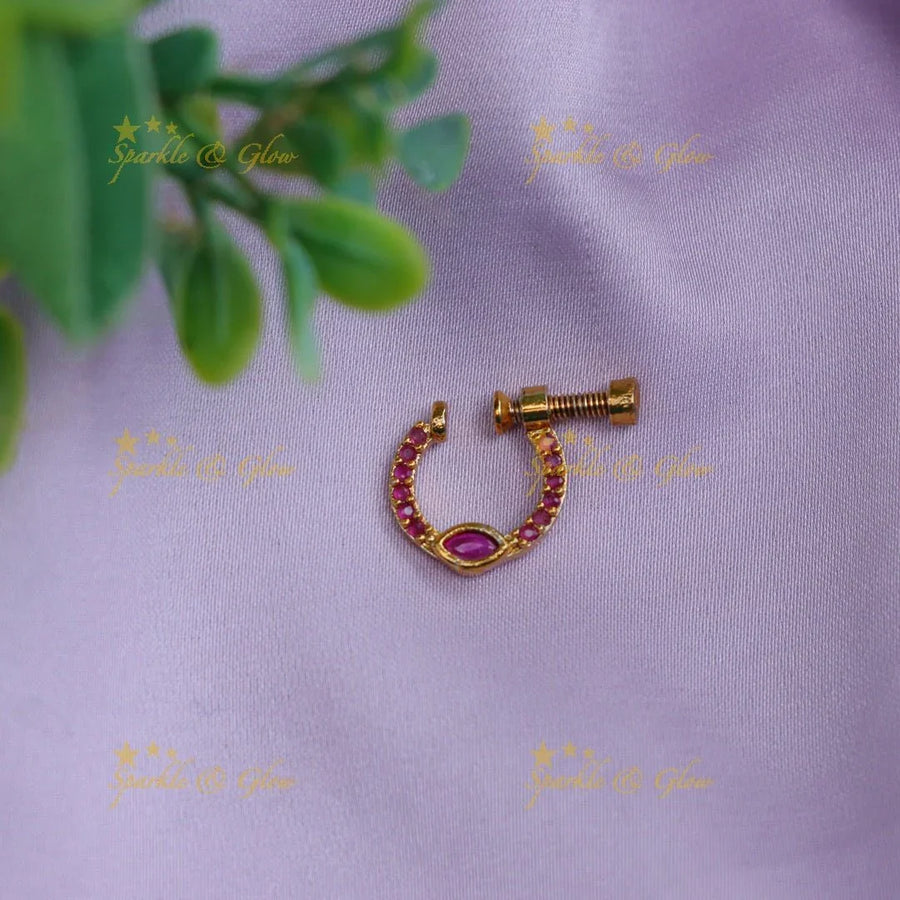 Simple and prettiest nose pin - Pink - Sparkle and Glow