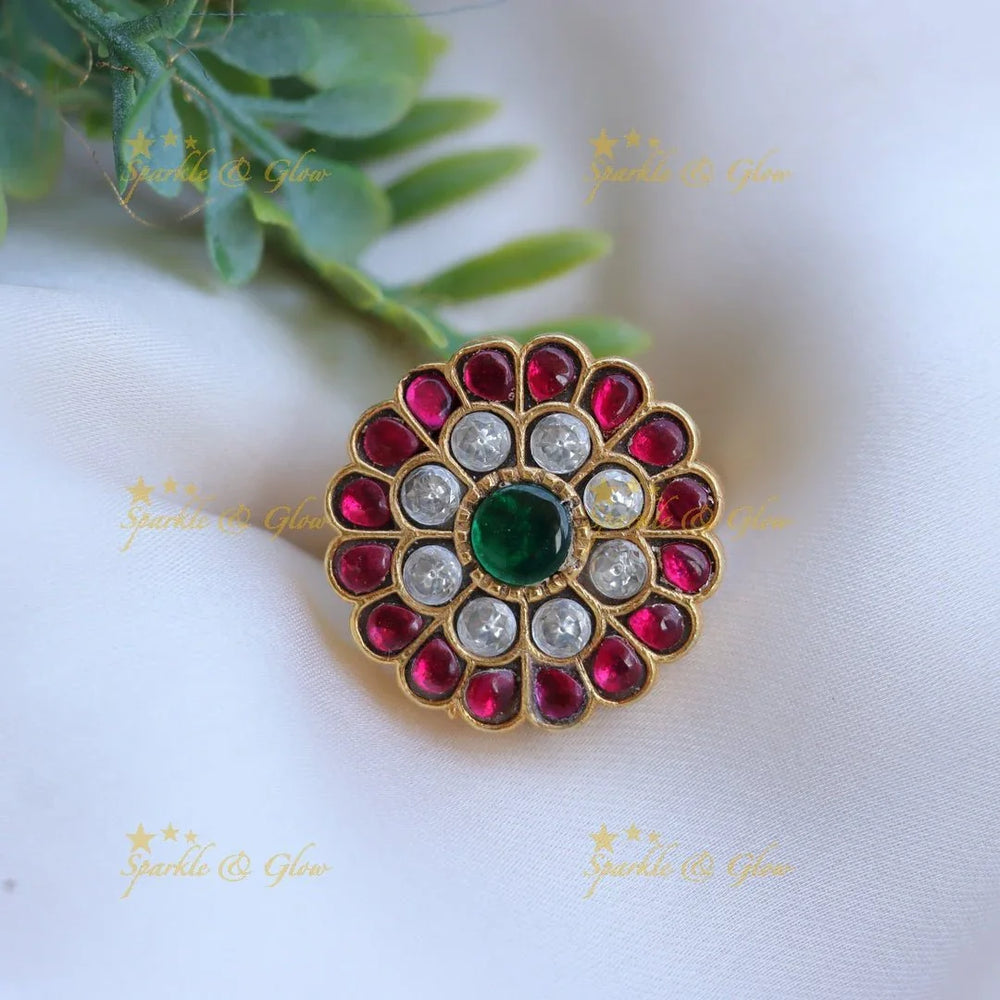 Pretty floral design finger ring - Multi - Sparkle and Glow
