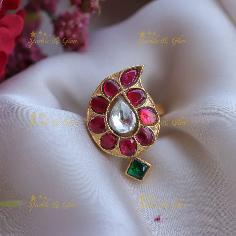 Stunning mango design finger ring - Multi - Sparkle and Glow