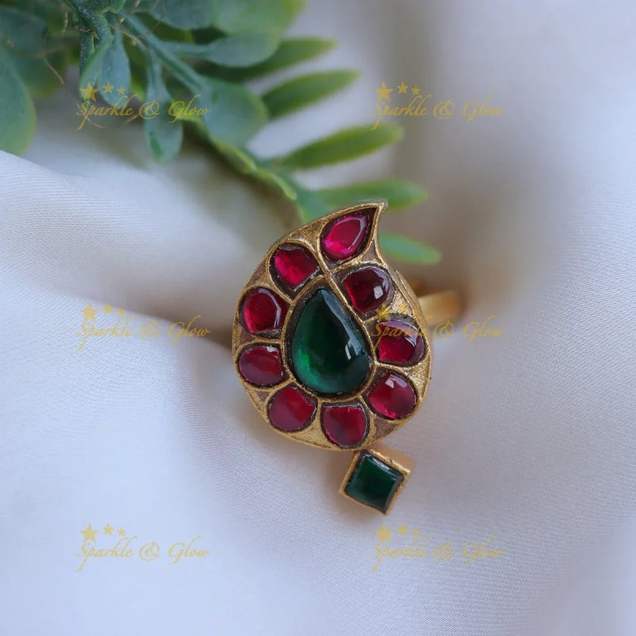 Stunning mango design finger ring - Multi - Sparkle and Glow