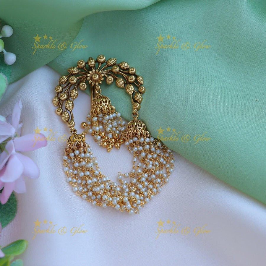 Pretty floral and jumka design hair pin - Sparkle and Glow