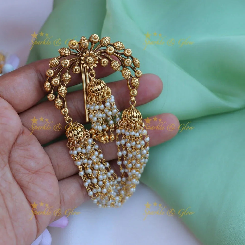 Pretty floral and jumka design hair pin - Sparkle and Glow