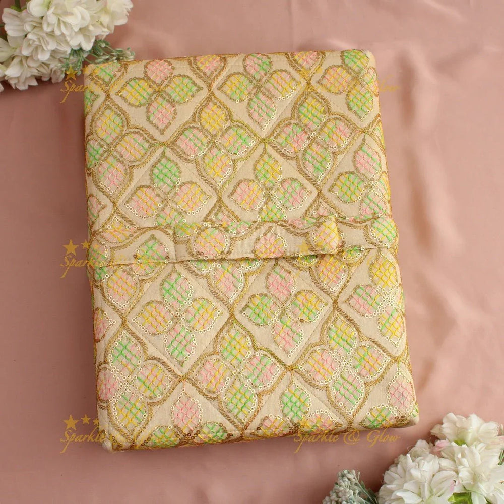 Leaf print multiple section jewellry organizer - Cream - Sparkle and Glow