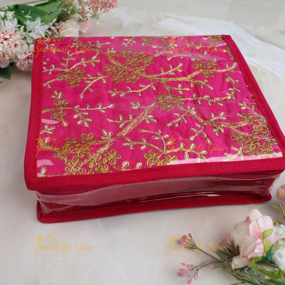 Beautiful embroidery design jewellery organiszer - Pink - Sparkle and Glow