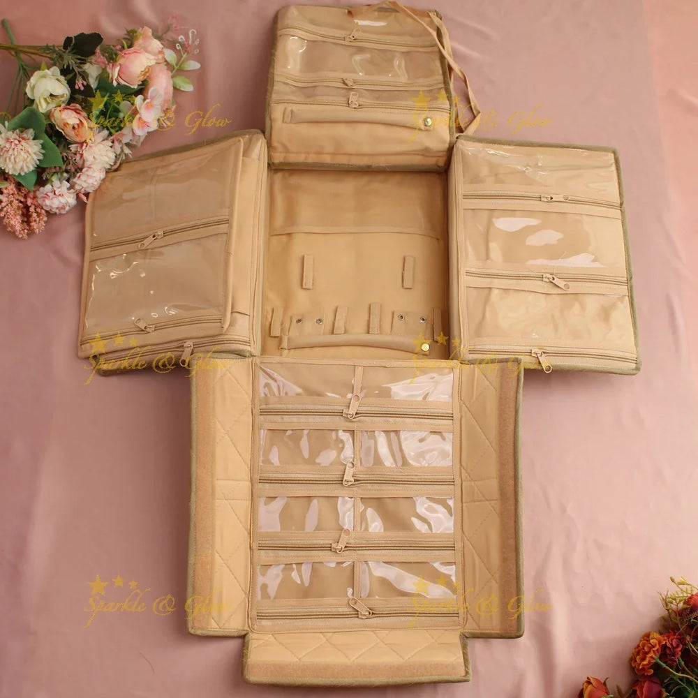Flower and leaf embroidery jewellery organizer - Sparkle and Glow