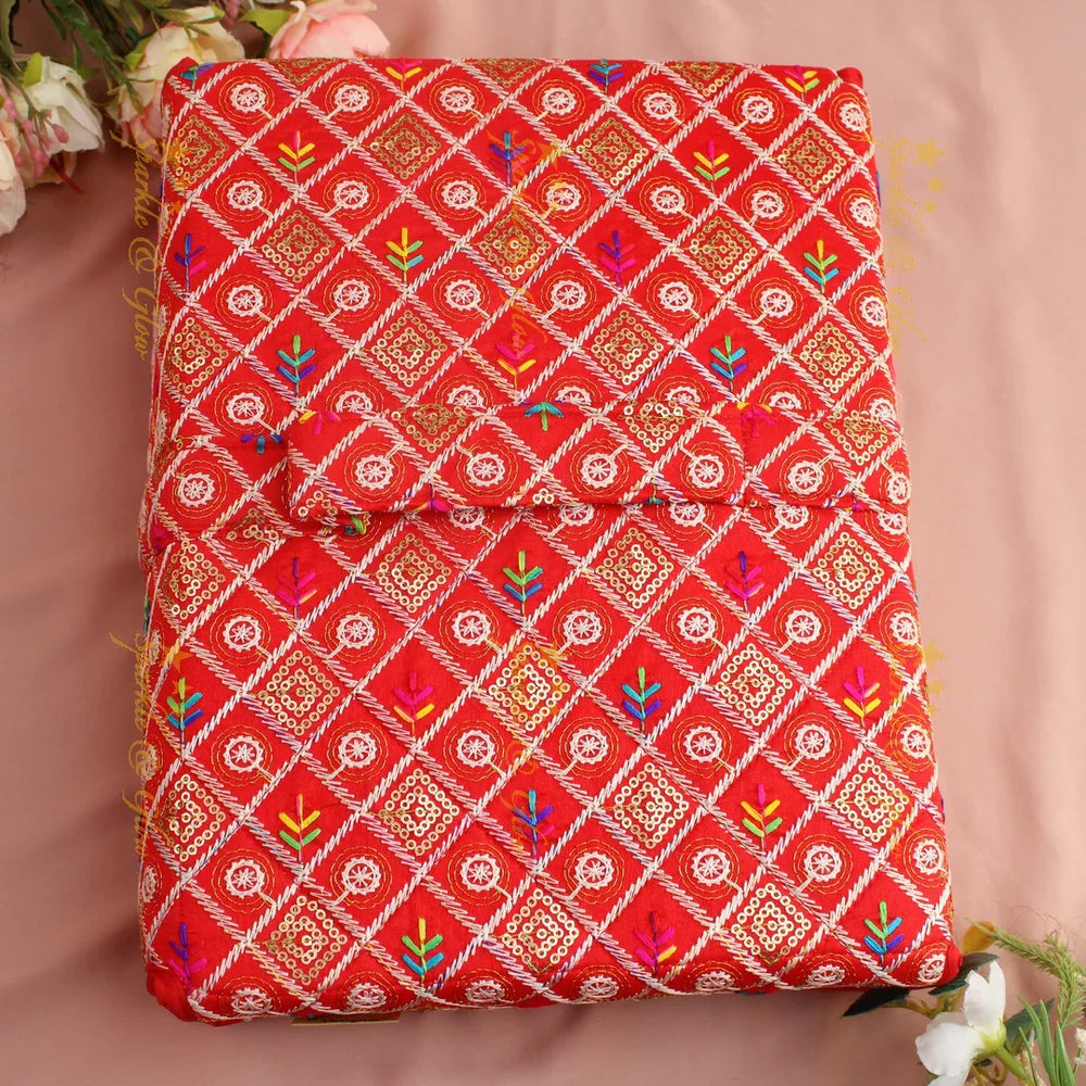 Simple and elegant leaf printed jewellery organizer - Red - Sparkle and Glow