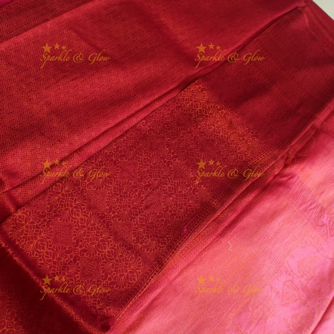 Pretty leaf printed light green with dark green border kubera pattu soft silk saree - Sparkle and Glow
