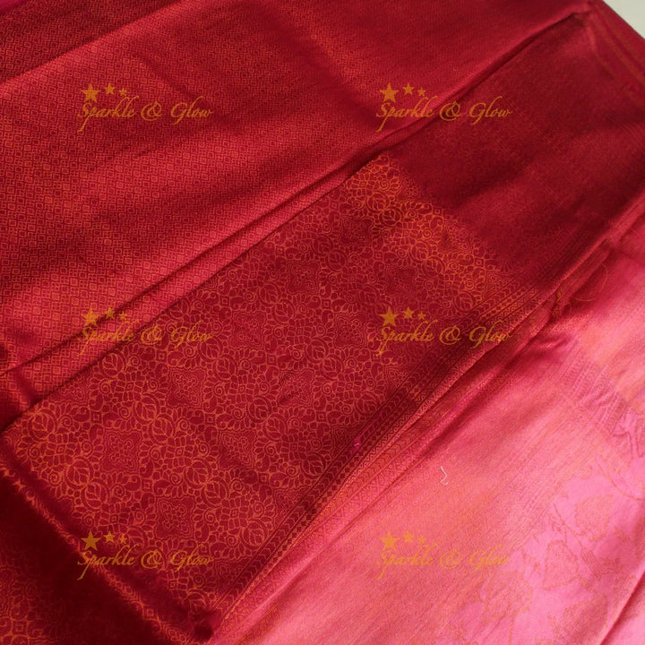 Pretty leaf printed light green with dark green border kubera pattu soft silk saree - Sparkle and Glow