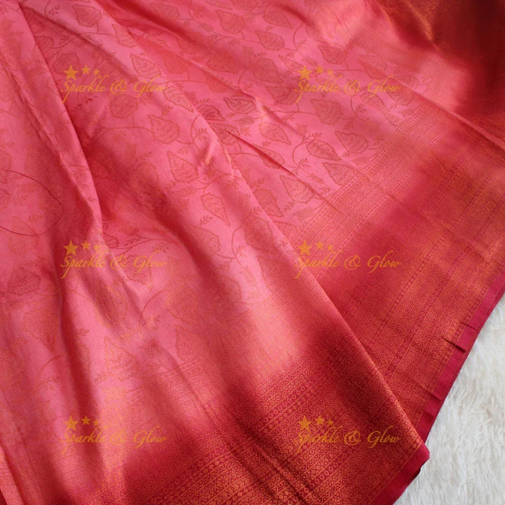 Pretty leaf printed light green with dark green border kubera pattu soft silk saree - Sparkle and Glow