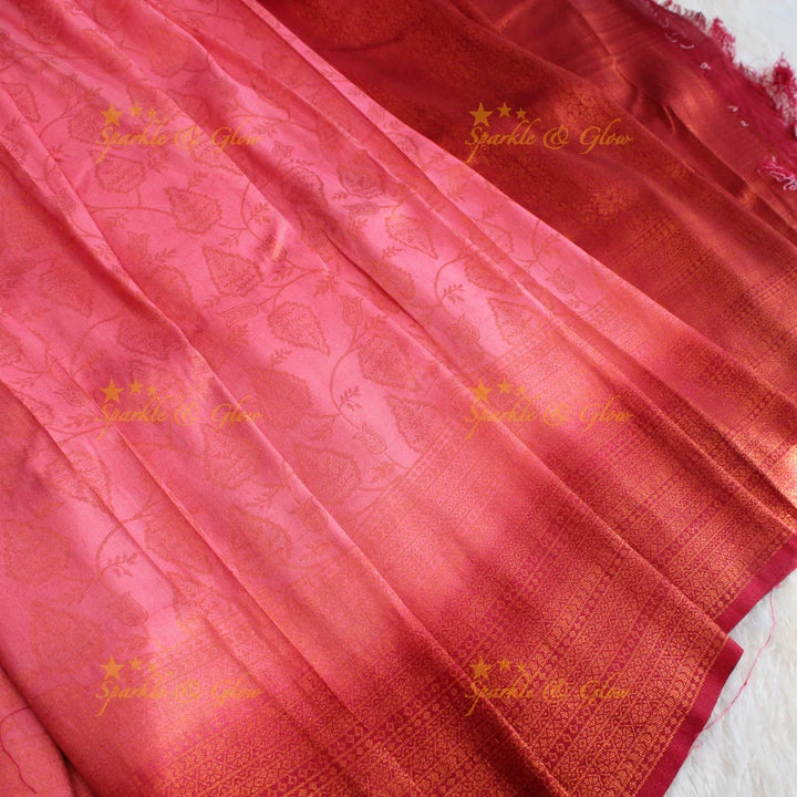 Pretty leaf printed light green with dark green border kubera pattu soft silk saree - Sparkle and Glow
