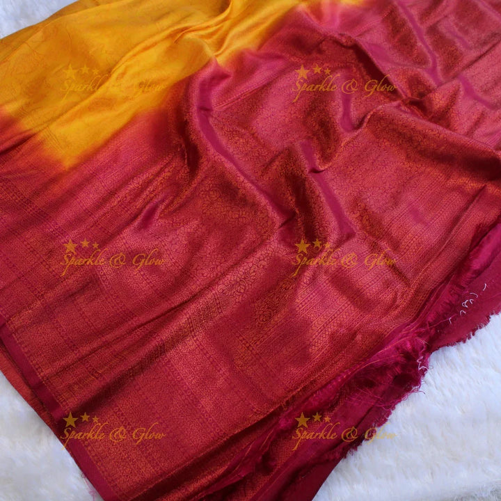 Pretty leaf printed light green with dark green border kubera pattu soft silk saree - Sparkle and Glow