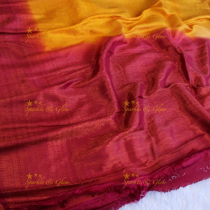 Pretty leaf printed light green with dark green border kubera pattu soft silk saree - Sparkle and Glow