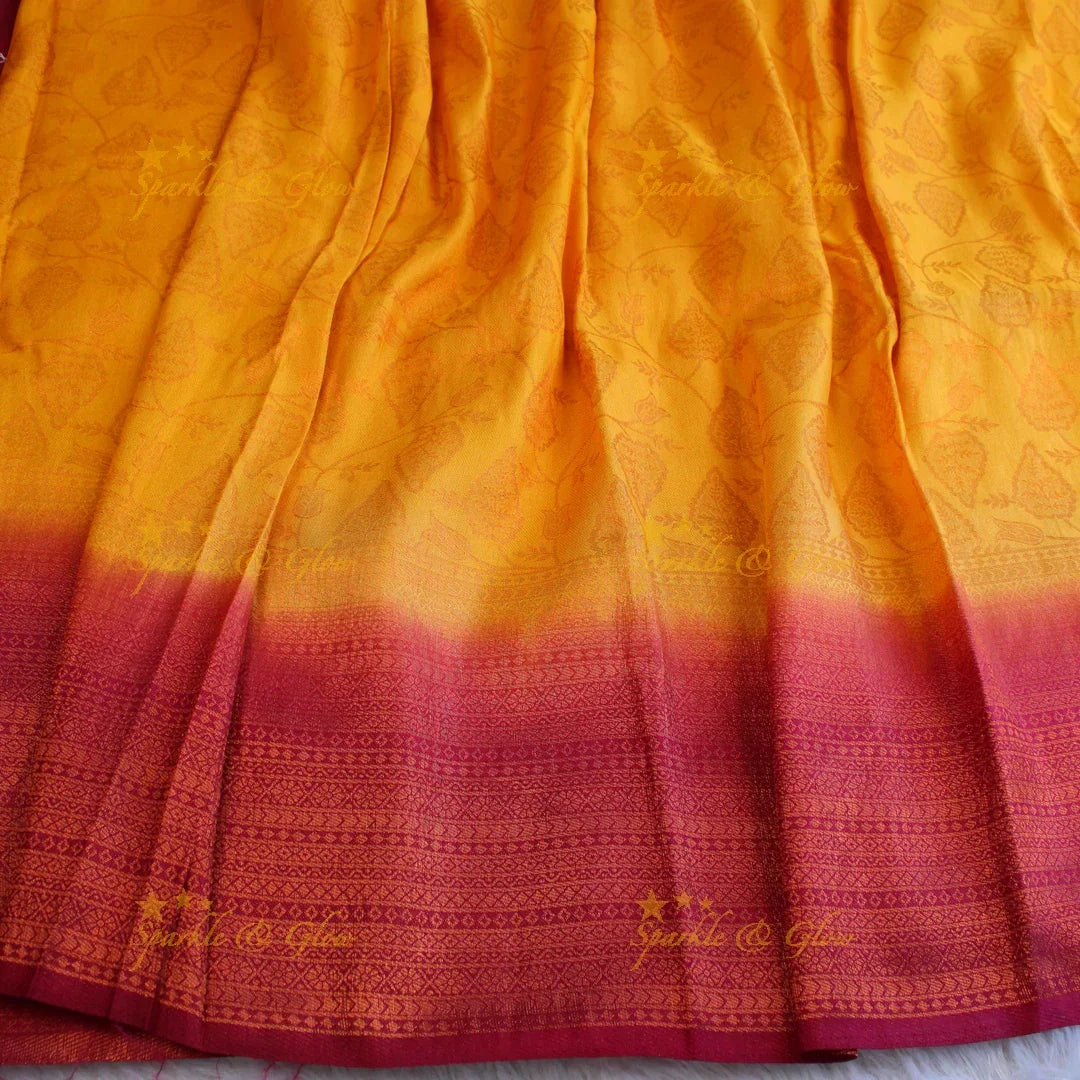 Pretty leaf printed light green with dark green border kubera pattu soft silk saree - Sparkle and Glow