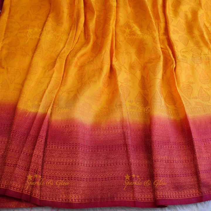 Pretty leaf printed light green with dark green border kubera pattu soft silk saree - Sparkle and Glow