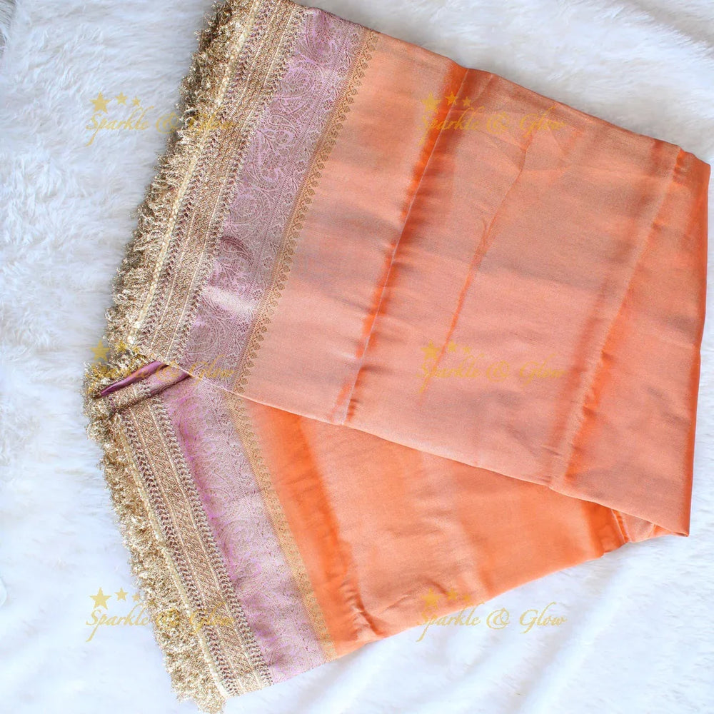 Beautiful multi colour banarasi tissue silk saree with lace attached with blouse piece - Sparkle and Glow