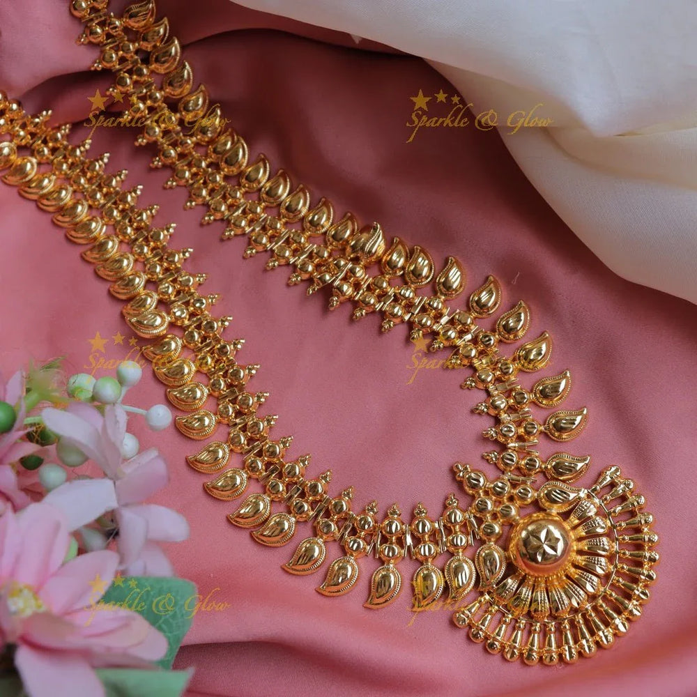 Gorgeous micro gold polished mango design kerala style long haram - Sparkle and Glow