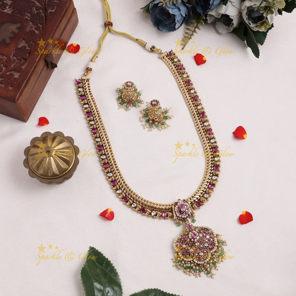 Stunning Jadau jalebi design Mango Kundan Haram - Sparkle and Glow
