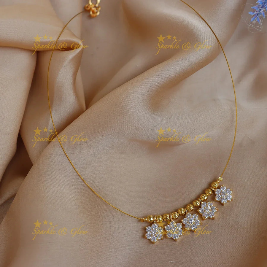Stunning Floral Double Pendant Invisible Necklace - Sparkle and Glow
