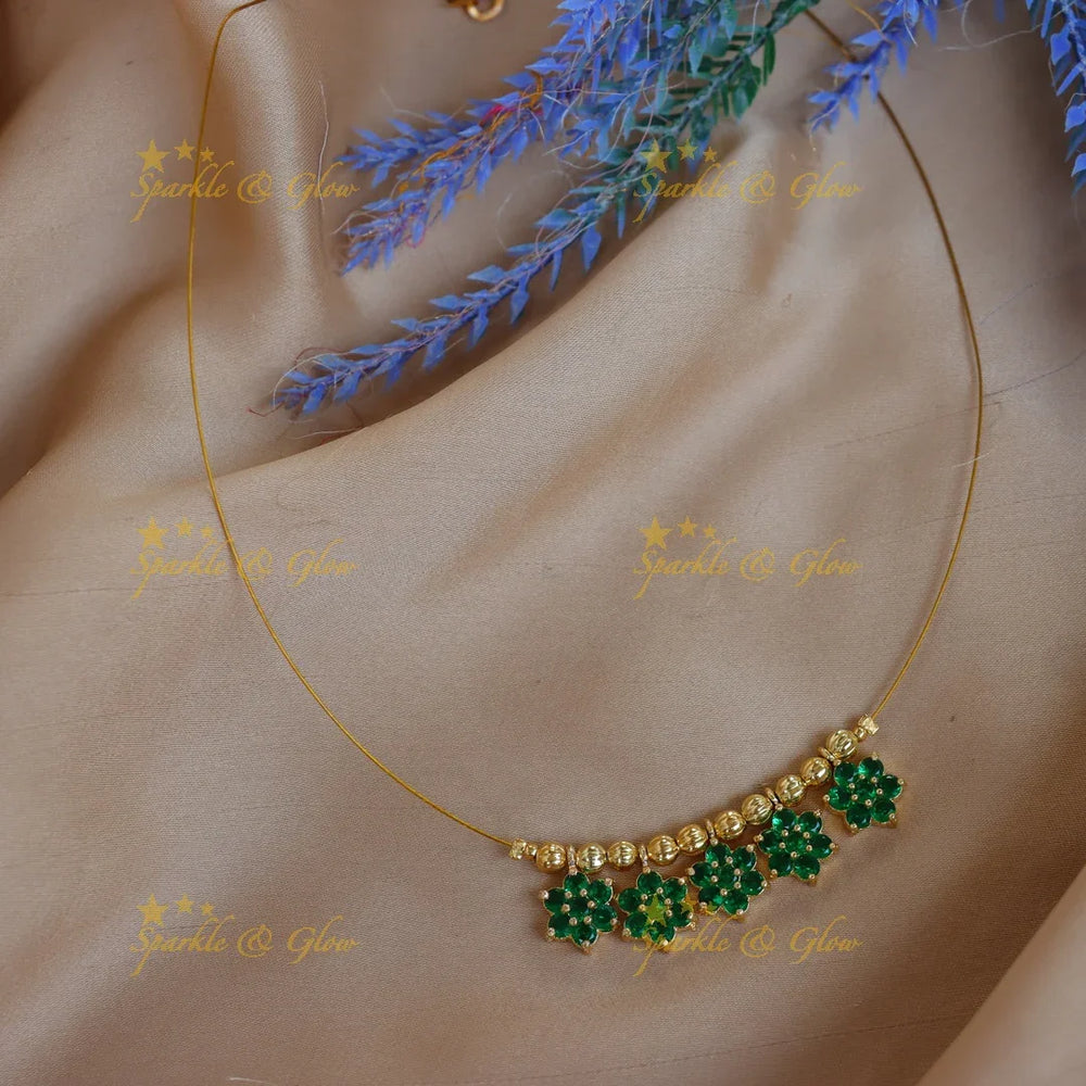 Stunning Floral Double Pendant Invisible Necklace - Sparkle and Glow