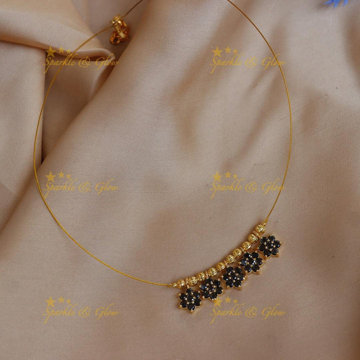 Stunning Floral Double Pendant Invisible Necklace - Sparkle and Glow