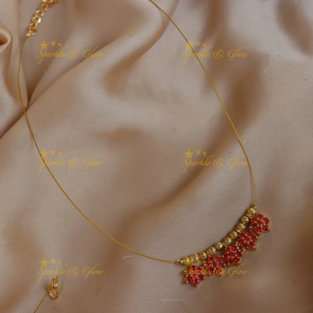 Stunning Floral Double Pendant Invisible Necklace - Sparkle and Glow