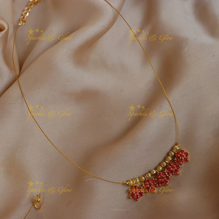 Stunning Floral Double Pendant Invisible Necklace - Sparkle and Glow