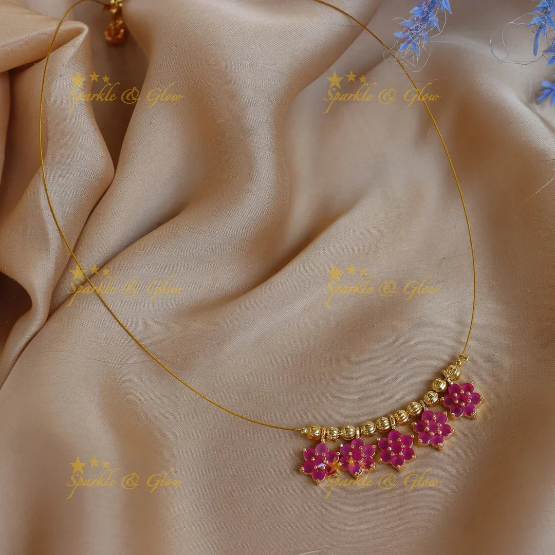 Stunning Floral Double Pendant Invisible Necklace - Sparkle and Glow