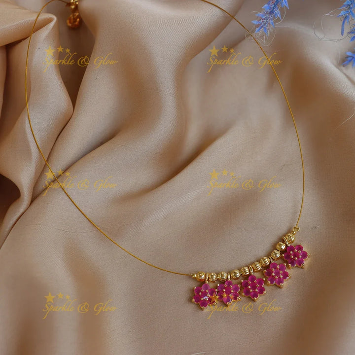 Stunning Floral Double Pendant Invisible Necklace - Sparkle and Glow
