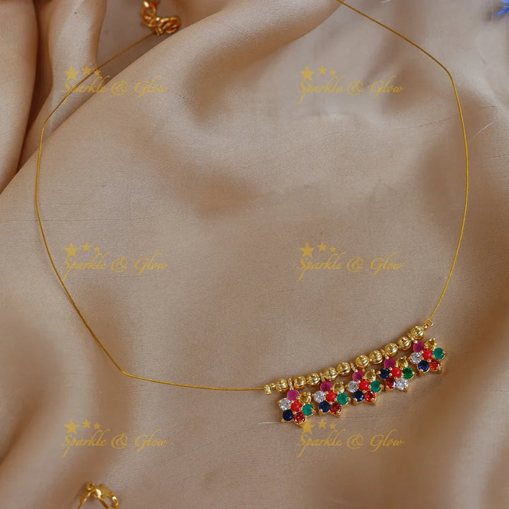 Stunning Floral Double Pendant Invisible Necklace - Sparkle and Glow