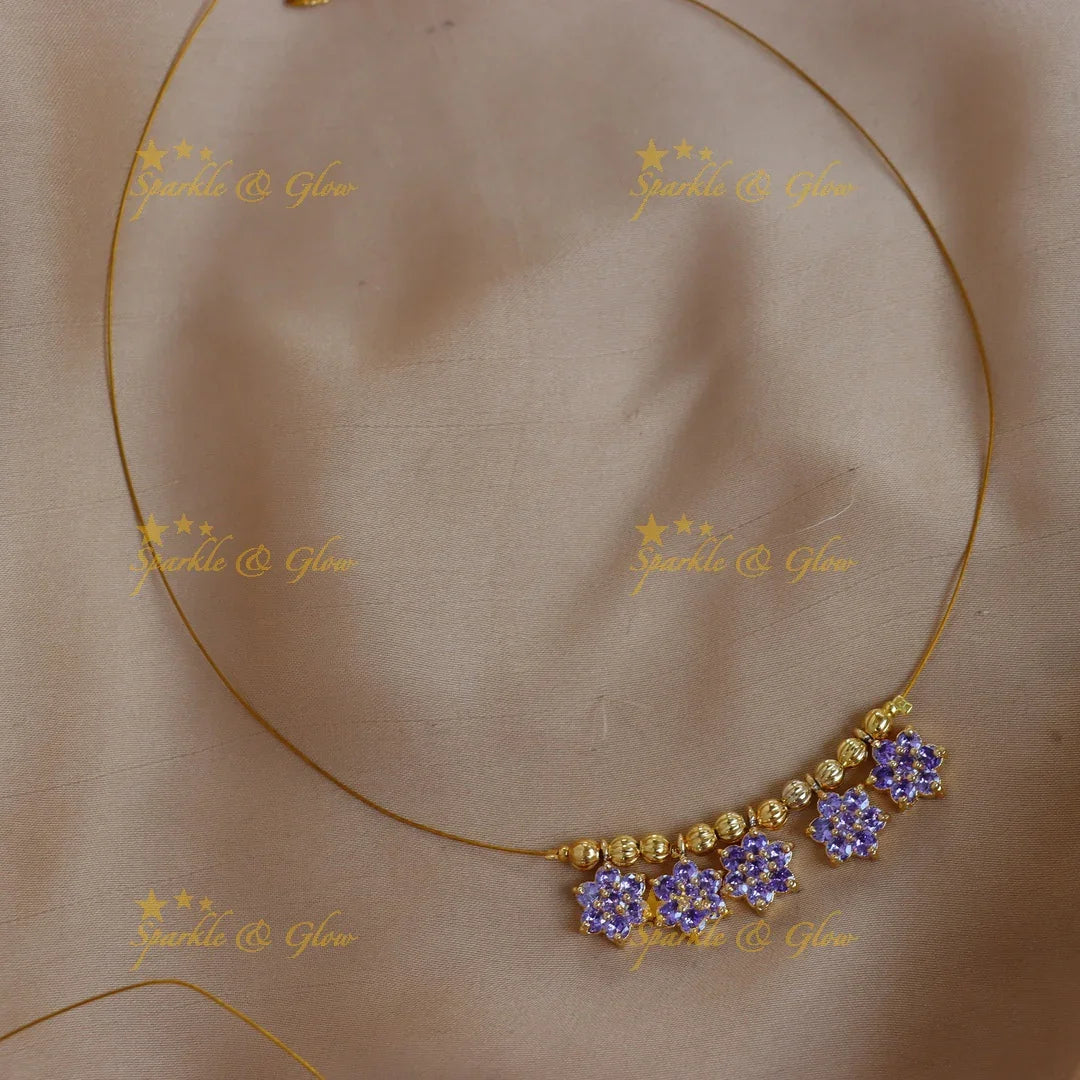 Stunning Floral Double Pendant Invisible Necklace - Sparkle and Glow