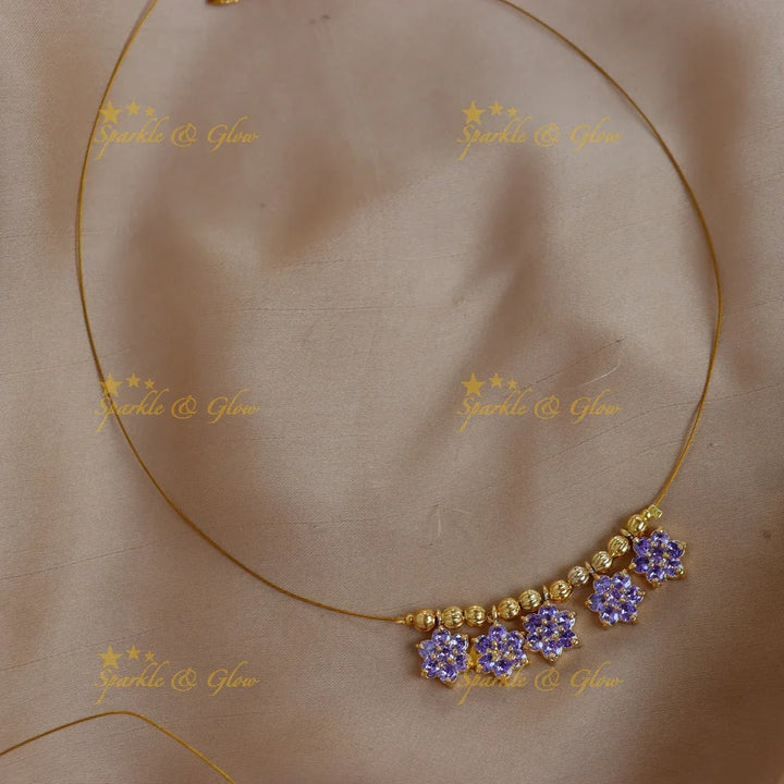 Stunning Floral Double Pendant Invisible Necklace - Sparkle and Glow