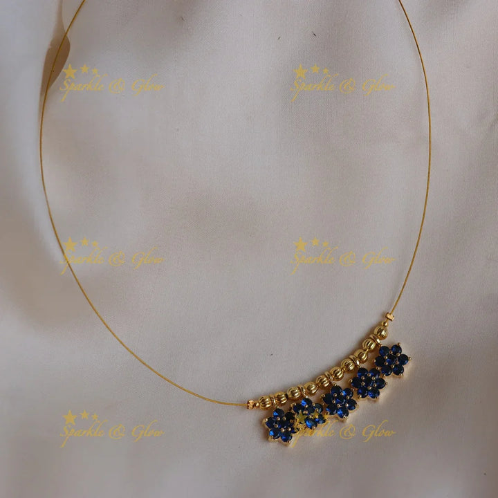 Stunning Floral Double Pendant Invisible Necklace - Sparkle and Glow