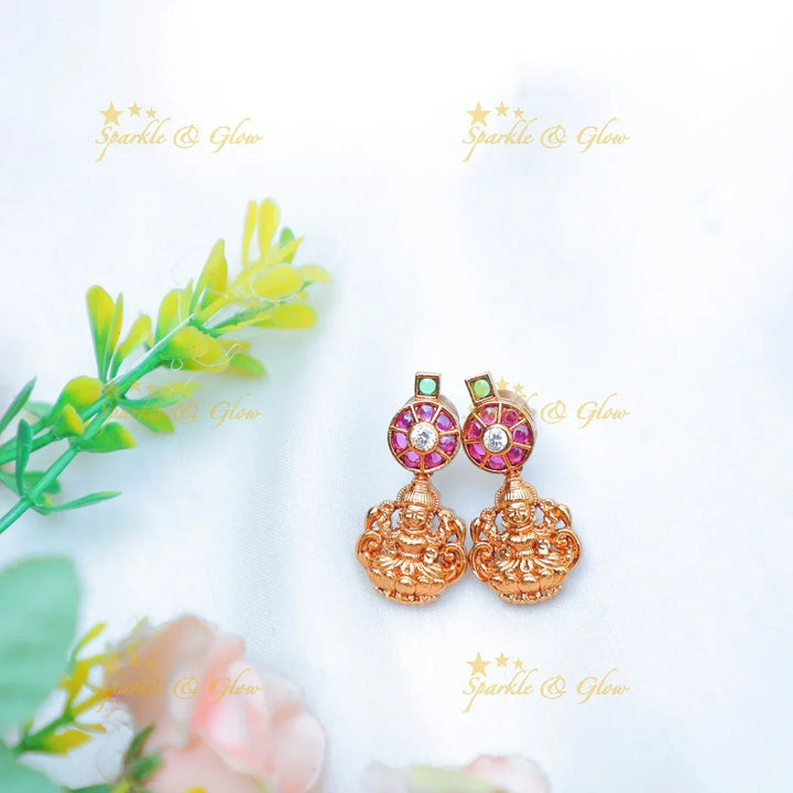 Stunning Antique gold alike Bottu Haram with Lakshmi Motifs - Sparkle and Glow