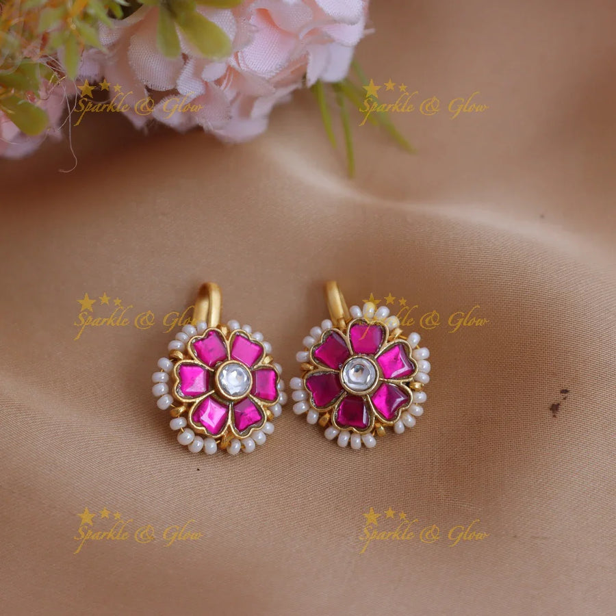 Stunning Jadau Floral Bugadi with Pearl Border and Kundan Center - Sparkle and Glow
