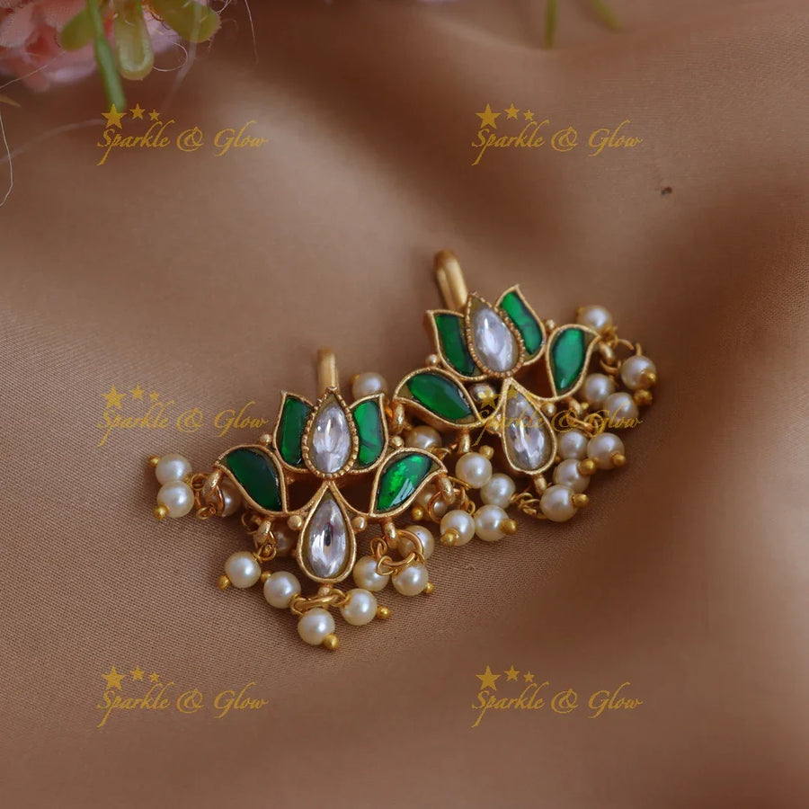 Beautiful Jadau Kundan Lotus Bugadi with Pearl Detailing - Sparkle and Glow