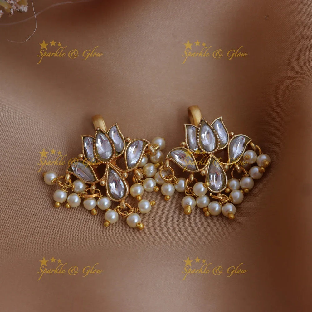 Beautiful Jadau Kundan Lotus Bugadi with Pearl Detailing - Sparkle and Glow