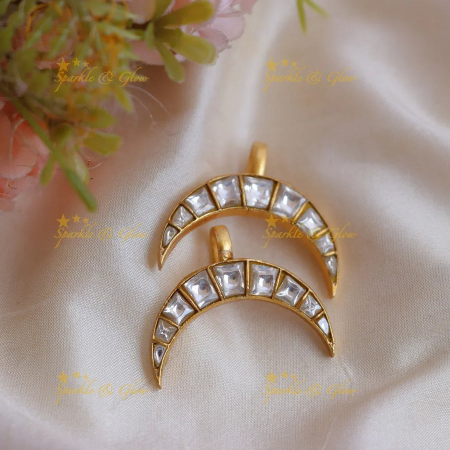 Stunning Jadau Crescent Kundan Bugadi Earrings - Sparkle and Glow