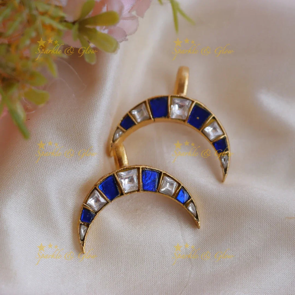 Stunning Jadau Crescent Kundan Bugadi Earrings - Sparkle and Glow